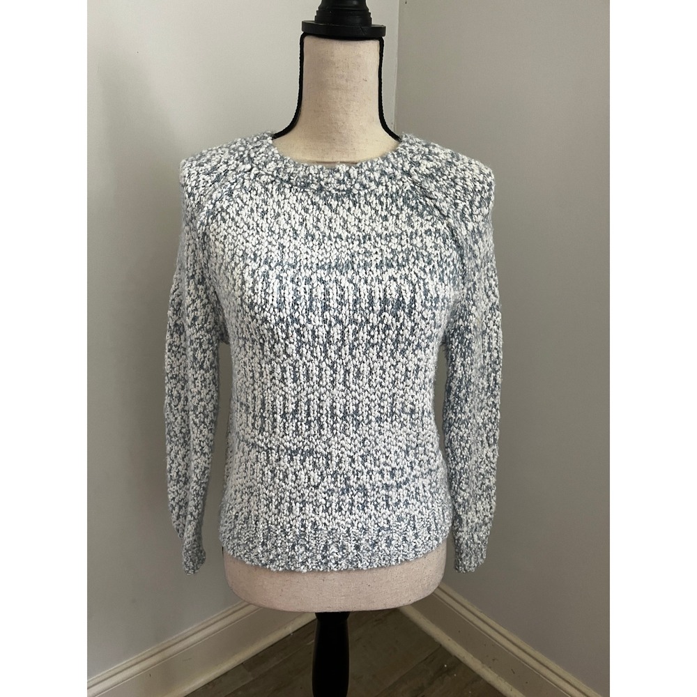 Light Blue Popcorn Knit Crewneck Sweater XS Pastel Soft Girl Cozy Everyday Fall